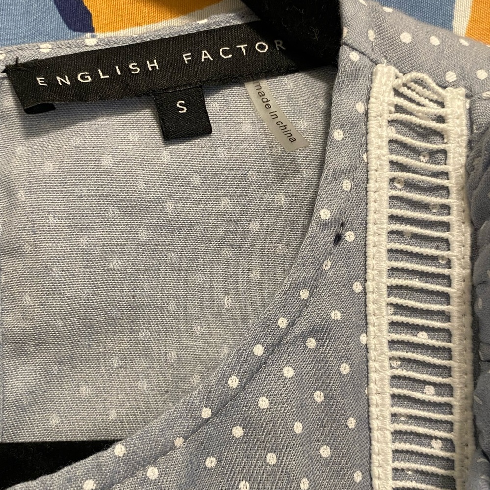 English Factory Blue Blouse with Ruffles - Picture 2 of 6